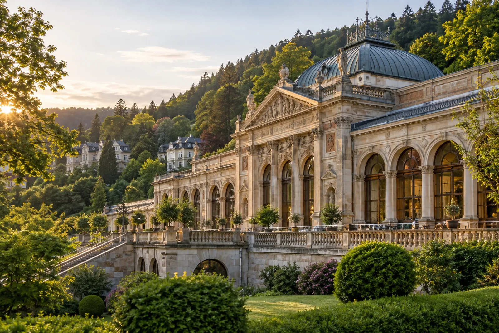 Das Friedrichsbad in Baden-Baden, historische Renaissance-Fassade auf dem Florentinerberg